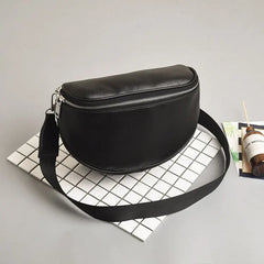 Women PU Leather Waist Bag Casual Belt Shoulder Zipper Pack