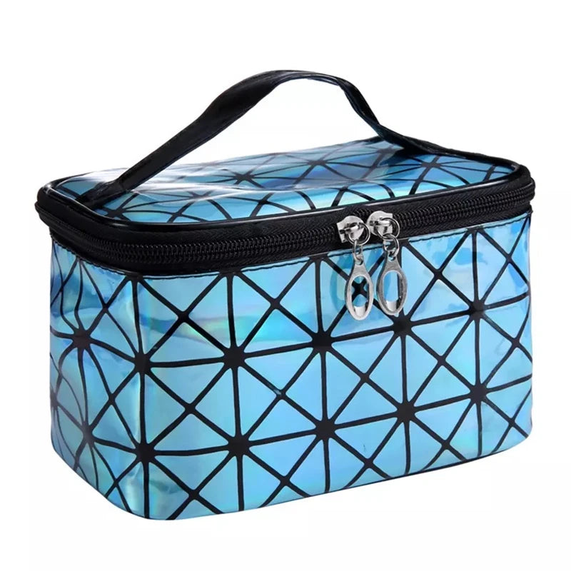 Women PU Sequin Makeup Bag Square Travel Storage Toiletries Cosmetic Tote