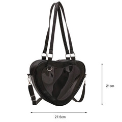 Women PVC Shoulder Bag Love Heart Shaped Handbag Tote Purse