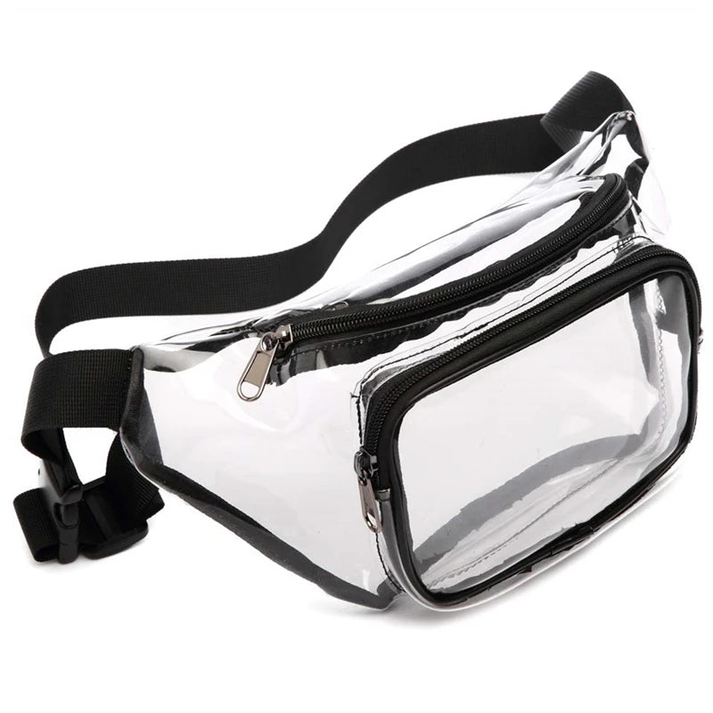 Women PVC Waist Fanny Pack Belt Bag Clear Transparent Chest Pouch