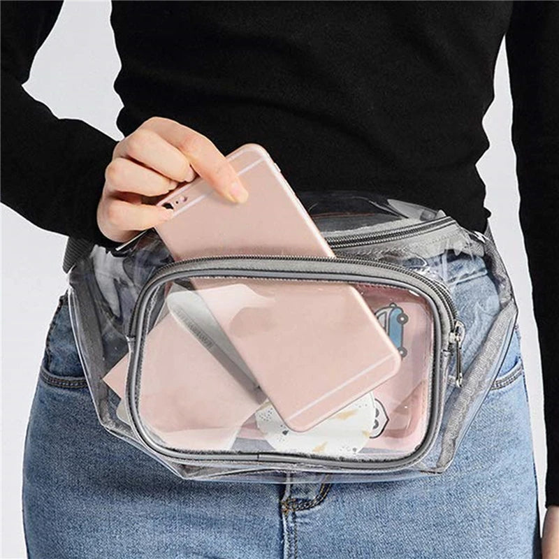 Women PVC Waist Fanny Pack Belt Bag Clear Transparent Chest Pouch