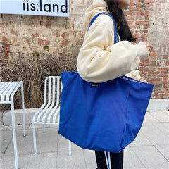 Plaid Shopping Bags Shoulder Tote Student Canvas Bag