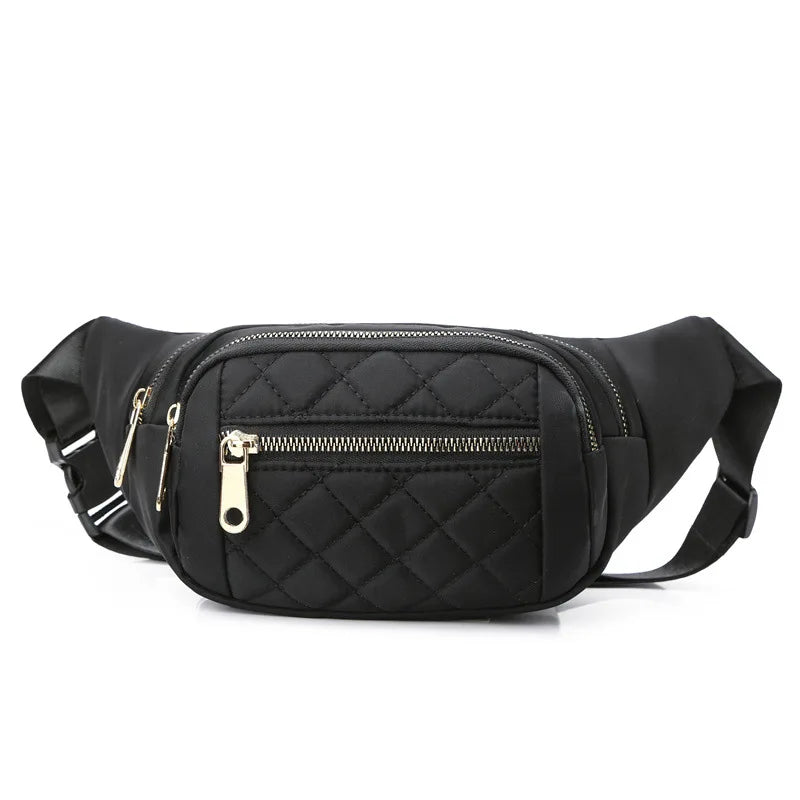 Women Plaid Waist Bag Female Oxford Waterproof Belt Bags Crossbody
