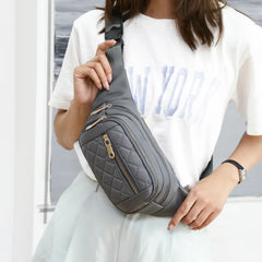 Women Plaid Waist Bag Female Oxford Waterproof Belt Bags Crossbody