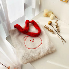 Fluffy Fur Bear Shoulder Tote Bag Soft Shop Handbags