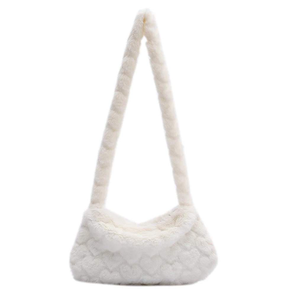 Women Plush Shoulder Bag Winter Warm Shopping Bags
