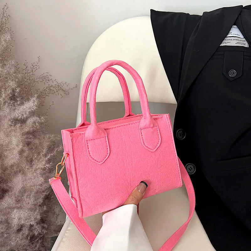 Women Felt Mini Purse Tote Bag Shoulder Message Bag Portable Crossbody Handbag