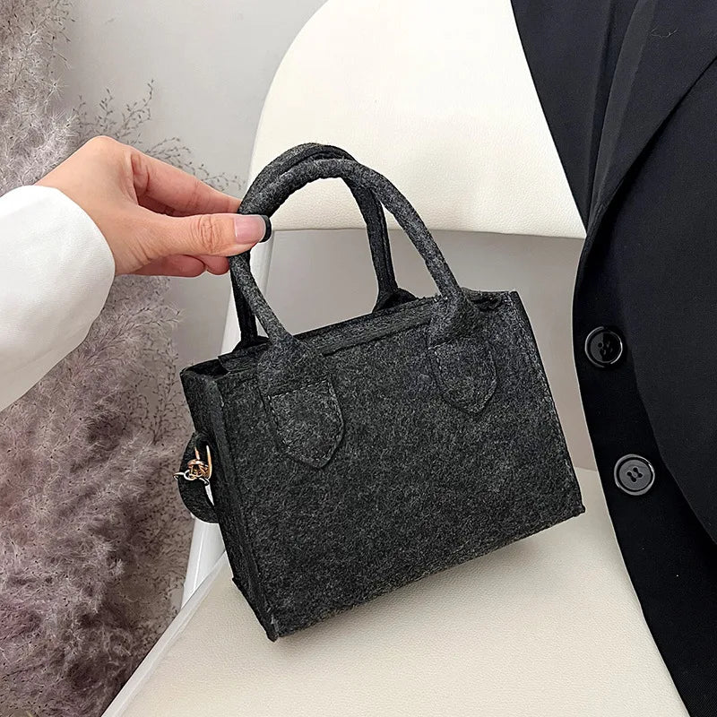 Women Felt Mini Purse Tote Bag Shoulder Message Bag Portable Crossbody Handbag