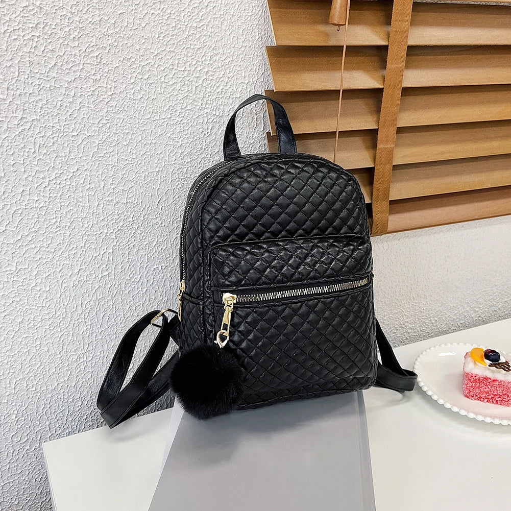 Women Preppy Style PU Leather Backpack Small Rucksack