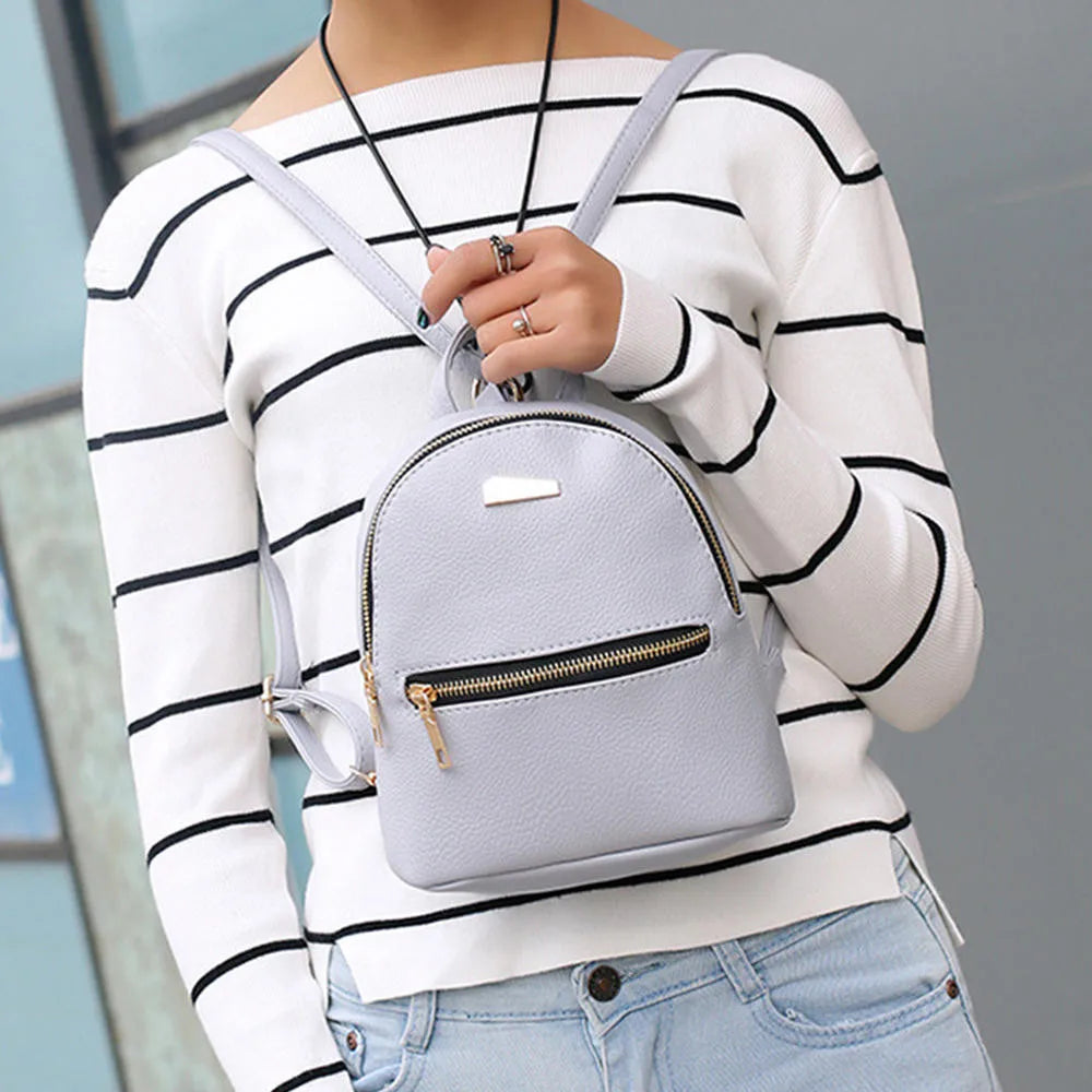 Women Pu Leather Backpack School Rucksack College Satchel Travel Bag