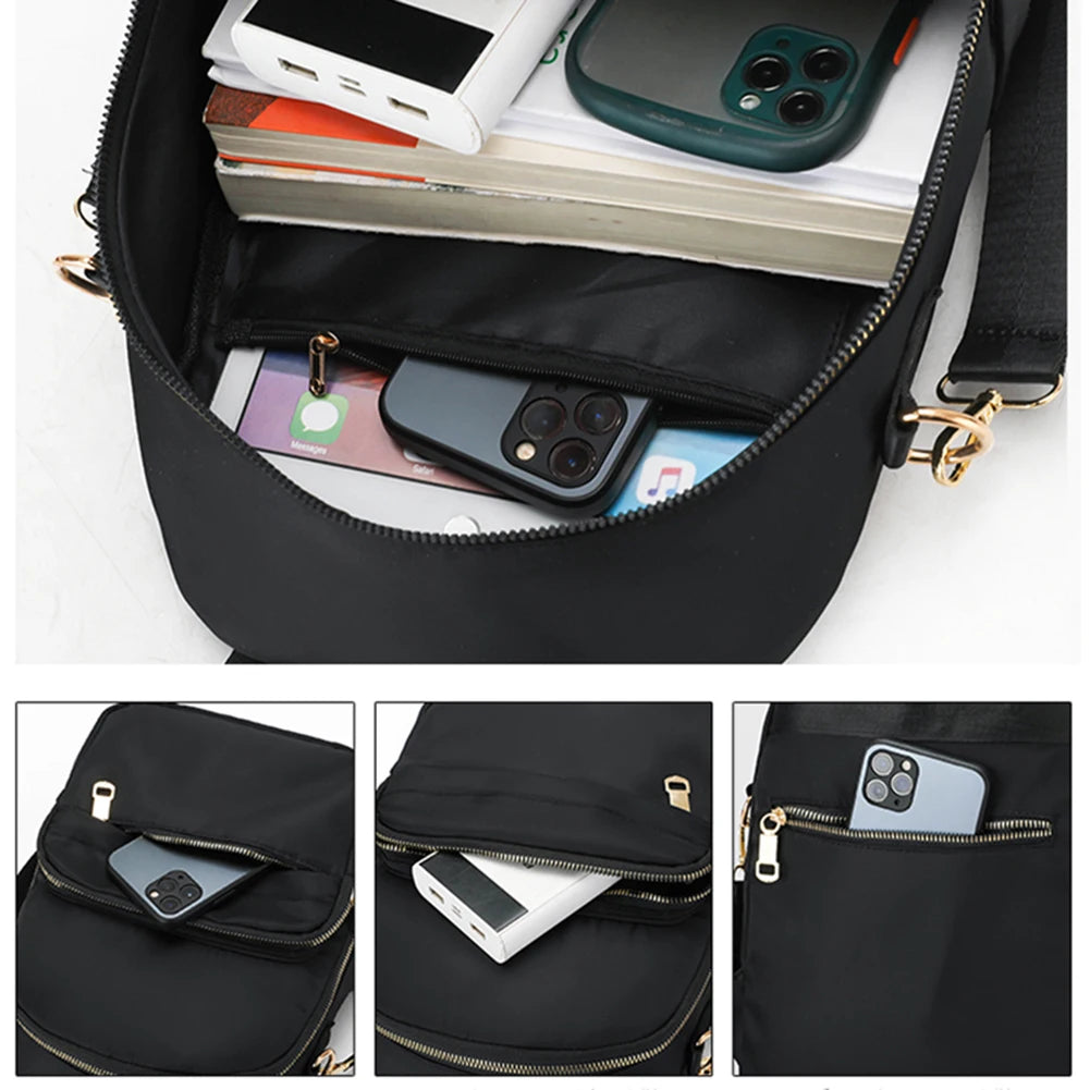 Women Pure Backpack Shoulder Bags Lady Large Capacity Nylon Crossbody Bag