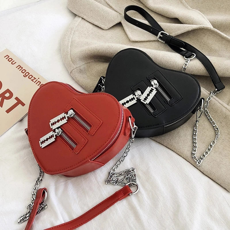 Red Heart Shape Shoulder Bag Chain Crossbody Bag
