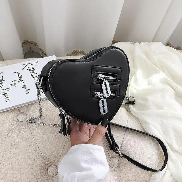 Red Heart Shape Shoulder Bag Chain Crossbody Bag