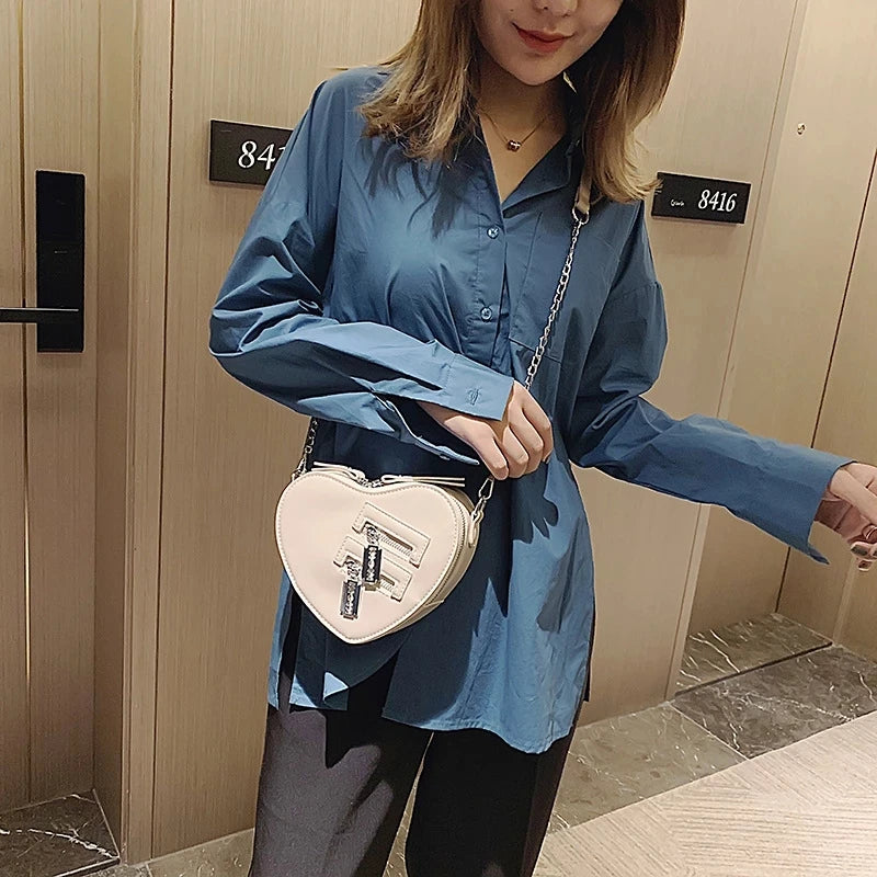 Red Heart Shape Shoulder Bag Chain Crossbody Bag