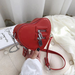Red Heart Shape Shoulder Bag Chain Crossbody Bag