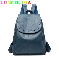 Women Leather Backpacks for Girls Sac A Dos Casual Daypack Vintage Bag