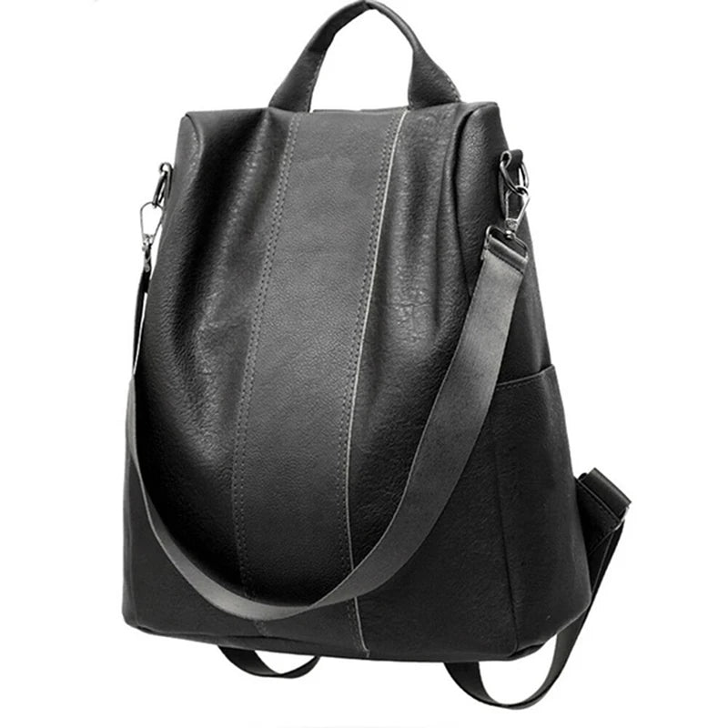 Women Retro Leather Backpack College Preppy School Bag For Student Laptop Girls