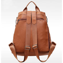 Women Retro Leather Backpack College Preppy School Bag For Student Laptop Girls