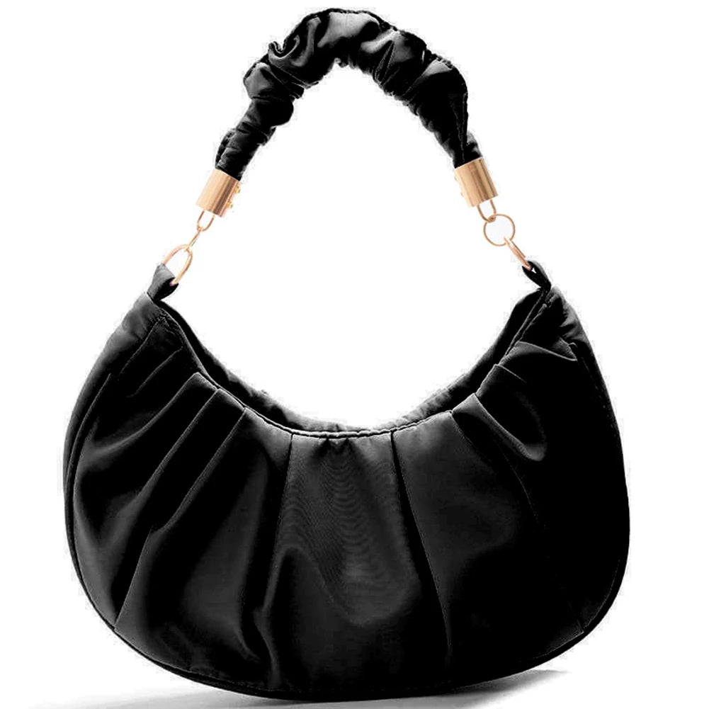Vintage Pleated Solid Hobos Shoulder Bag for Women