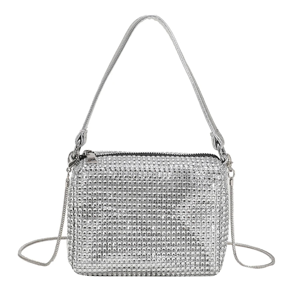 Rhinestone Shoulder Bag Tote Wallet Wristlet Vintage Glitter Evening Po