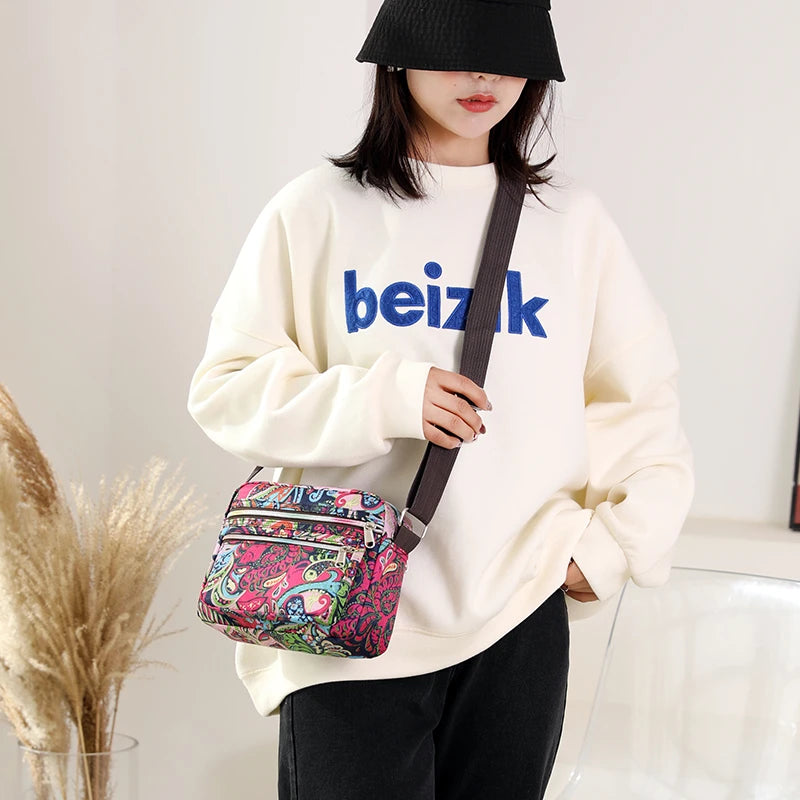 Rural Pastoral Style Flower Crossbody Shoulder Bag for Lady
