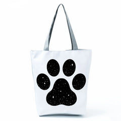 Dog Paw Pug Tote Handbag Animal Eco Shopper Bag