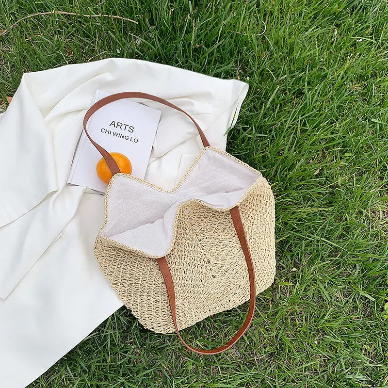 Women's Beach Straw Bag Vacation Casual Summer Woven Bag