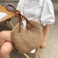 Women's Beach Straw Bag Vacation Casual Summer Woven Bag