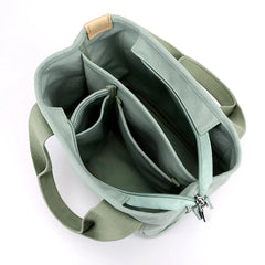 Women's Large Canvas Tote Shoulder Bag Multi-Pocket Handbag