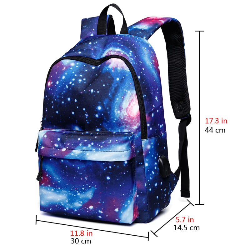 Canvas Backpack USB Charging School Bags for Teenagers Large Capacity Travel