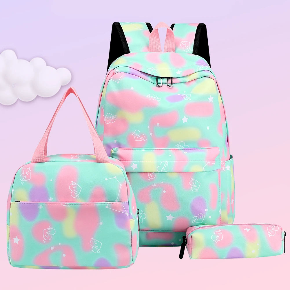 Women Schoolbag + Lunch Bag + Pen Bag Laptop Backpack