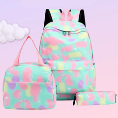 Women Schoolbag + Lunch Bag + Pen Bag Laptop Backpack