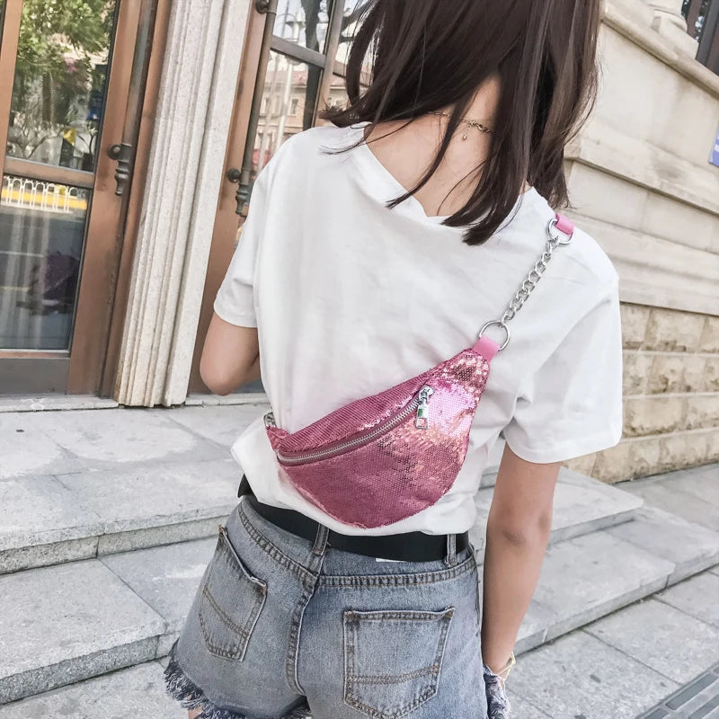 Sparkly Sequin Fanny Pack Waist Bag Glitter Bum Belt Bags