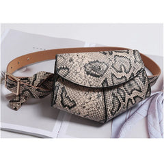 Pink Leather Women Serpentine Fanny Pack Disco Waist Bag