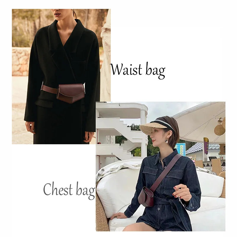 Pink Leather Women Serpentine Fanny Pack Disco Waist Bag