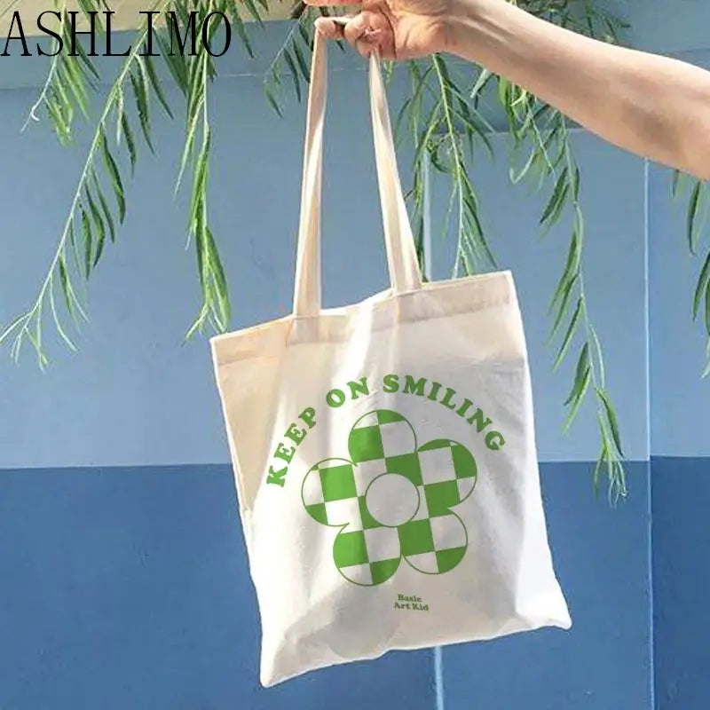 Flower Print Bag Canvas Shopper Large Handbag Tote Shoulder Lady Bag