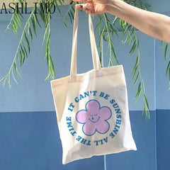 Flower Print Bag Canvas Shopper Large Handbag Tote Shoulder Lady Bag
