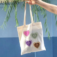 Flower Print Bag Canvas Shopper Large Handbag Tote Shoulder Lady Bag