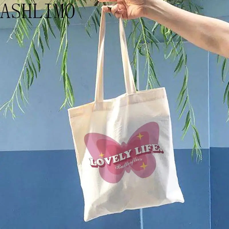 Flower Print Bag Canvas Shopper Large Handbag Tote Shoulder Lady Bag