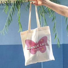 Flower Print Bag Canvas Shopper Large Handbag Tote Shoulder Lady Bag