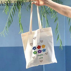 Flower Print Bag Canvas Shopper Large Handbag Tote Shoulder Lady Bag
