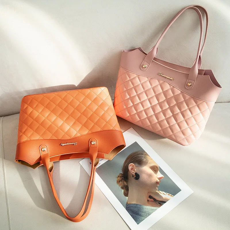Women Shopping Handbag Solid Square Bags PU Leather Shoulder Bag
