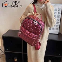 Women Shoulder Backpack Quilted School Back Pack Rhombus Pattern