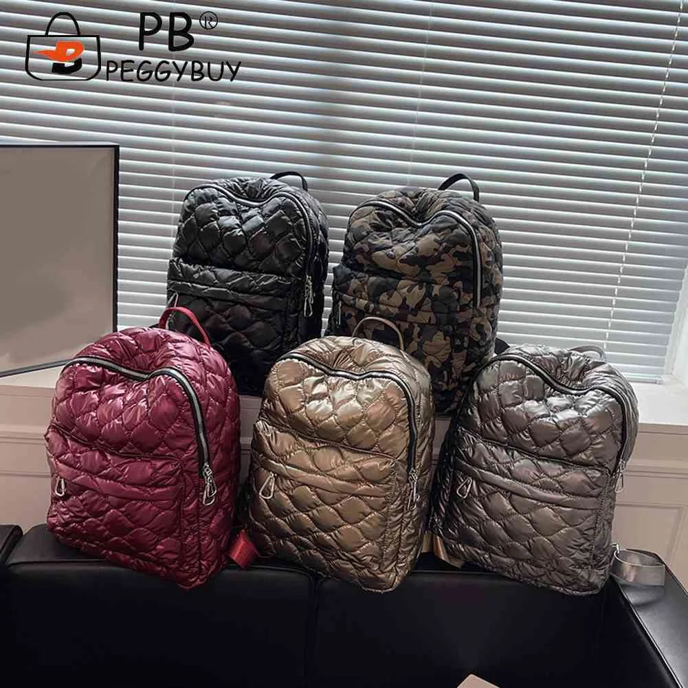 Women Shoulder Backpack Quilted School Back Pack Rhombus Pattern