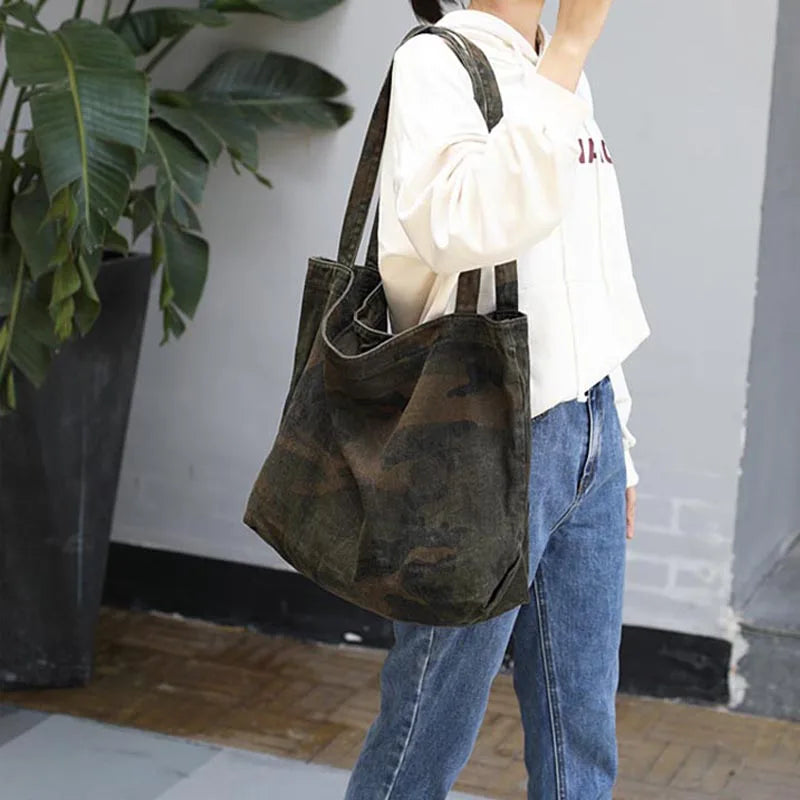 Canvas Shopper Bag Women's Large Tote Handbag