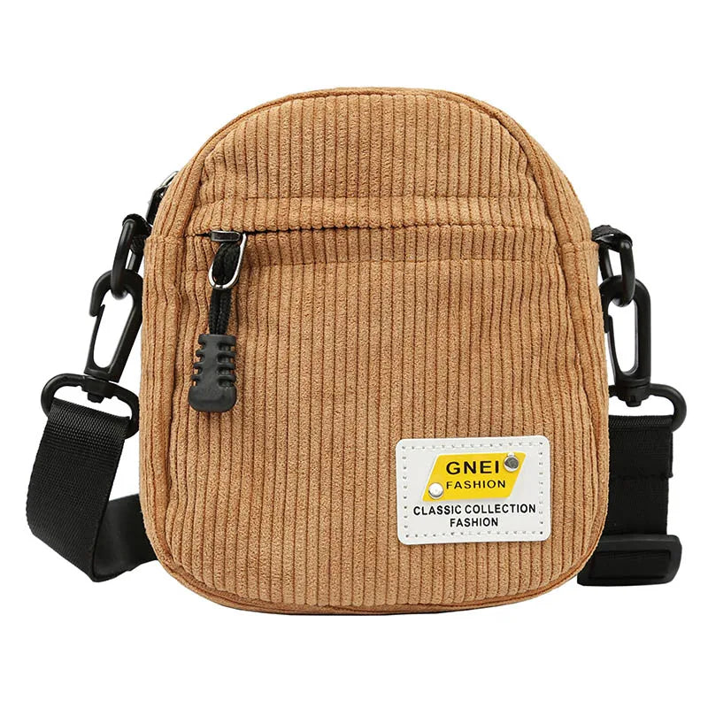 Small Corduroy Canvas Shoulder Bag Pink Crossbody Purse