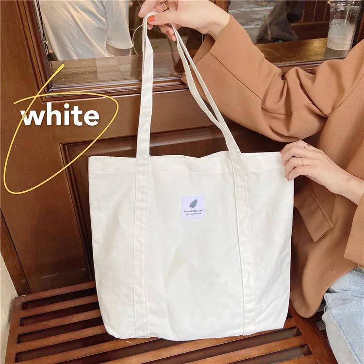 Canvas Shoulder Bag Casual Small Fresh Tote Handbag