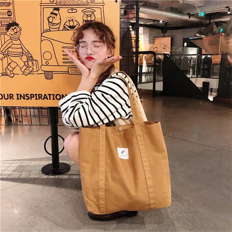 Canvas Shoulder Bag Casual Small Fresh Tote Handbag