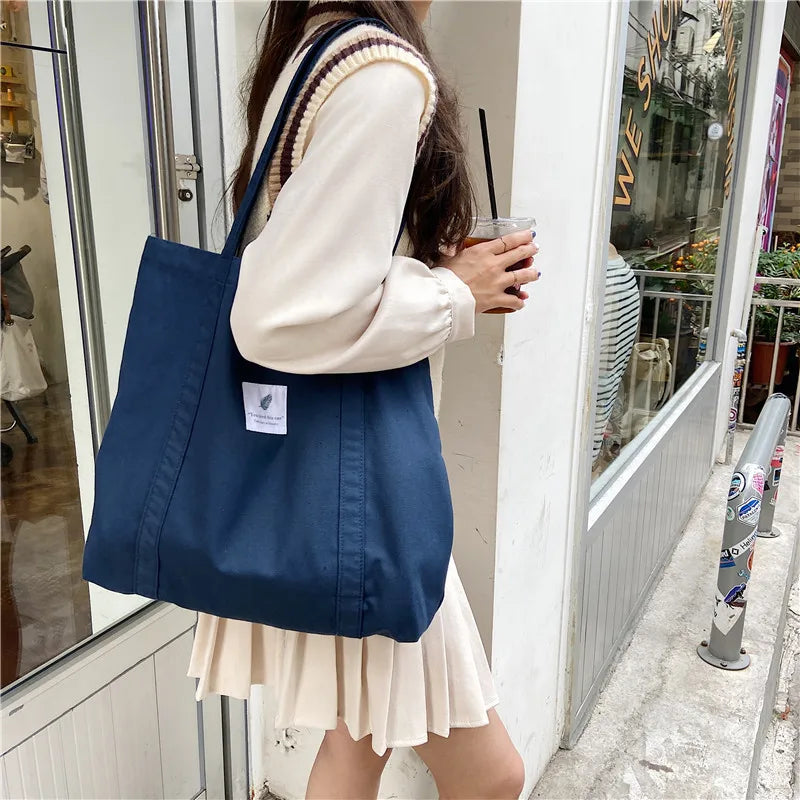 Canvas Shoulder Bag Casual Small Fresh Tote Handbag