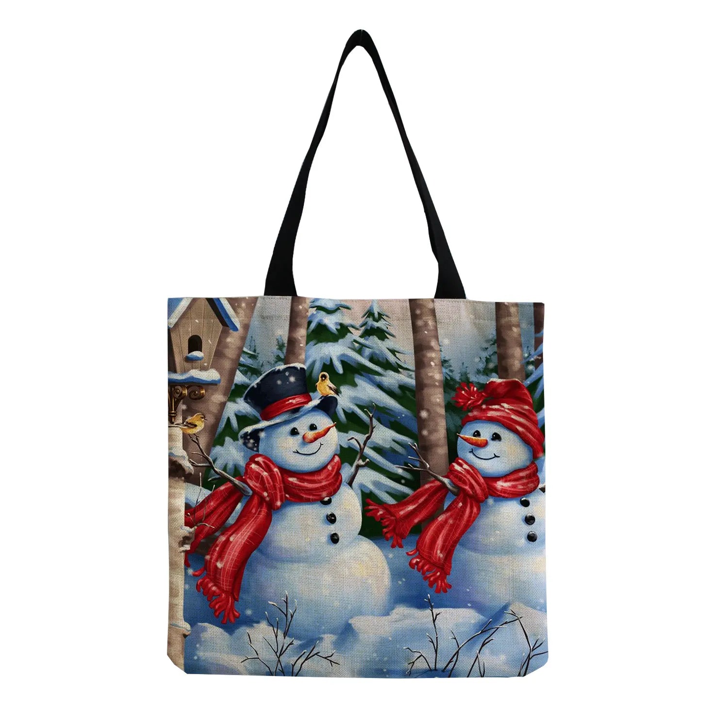 Snowman Print Shoulder Bag Christmas Gift Tote Bag Shopping Bags Travel